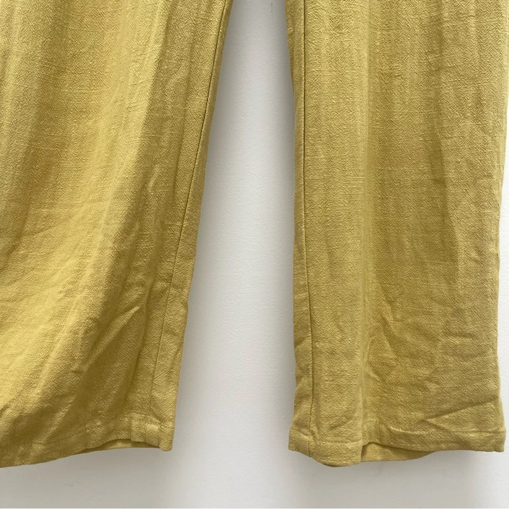 Rachel Pally Rocco Linen Short Sleeve Cropped Mustard Jumpsuit Size Small